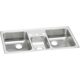 Celebrity Stainless Steel 43" X 22" X 7-1/8" 3-Hole Triple Bowl Drop-In Sink, PSMR43223