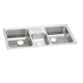 Celebrity Stainless Steel 43" X 22" X 7-1/8" 4-Hole Triple Bowl Drop-In Sink, PSMR43224