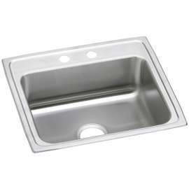 Celebrity Stainless Steel 25" X 22" X 7-1/2" 2-Hole Single Bowl Drop-In Sink, PSR25222
