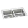 Celebrity Stainless Steel 33" X 19-1/2" X 7-1/8" 1-Hole Equal Double Bowl Drop-In Sink, PSR33191