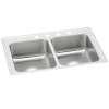 Celebrity Stainless Steel 33" X 21-1/4" X 7-1/2" 4-Hole Equal Double Bowl Drop-In Sink, PSR33214