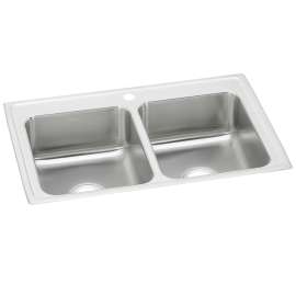 Celebrity Stainless Steel 33" X 22" X 7-1/2" 1-Hole Equal Double Bowl Drop-In Sink, PSR33221