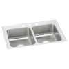 Celebrity Stainless Steel 33" X 22" X 7-1/2" 3-Hole Equal Double Bowl Drop-In Sink, PSR33223