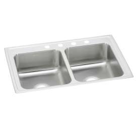 Celebrity Stainless Steel 43" X 22" X 7-1/8" 1-Hole Equal Double Bowl Drop-In Sink, PSR43221