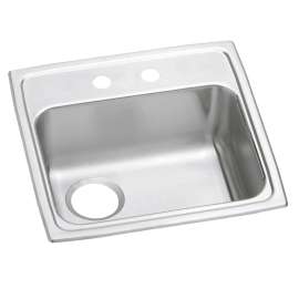 Celebrity Stainless Steel 19-1/2" X 19" X 5-1/2" 2-Hole Single Bowl Drop-In Ada Sink With Quick-Clip And Left Drain, PSRADQ191955L2