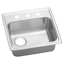 Celebrity Stainless Steel 19-1/2" X 19" X 5-1/2" 3-Hole Single Bowl Drop-In Ada Sink With Quick-Clip And Left Drain, PSRADQ191955L3