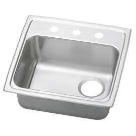 Celebrity Stainless Steel 19-1/2" X 19" X 5-1/2" 3-Hole Single Bowl Drop-In Ada Sink With Quick-Clip And Right Drain, PSRADQ191955R3