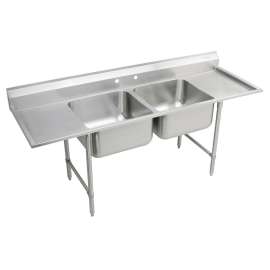 Rigidbilt Stainless Steel 77-1/4" X 29-3/4" X 12-3/4" Floor Mount Double Compartment Scullery Sink Drainboard, RNSF8236LR2