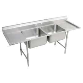 Rigidbilt Stainless Steel 89-1/4" X 29-3/4" X 12-3/4" Floor Mount Double Compartment Scullery Sink Drainboard, RNSF8248LR2