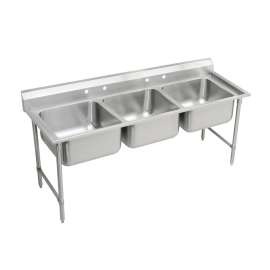 Rigidbilt Stainless Steel 67-1/4" X 29-3/4" X 12-3/4" Floor Mount Triple Compartment Scullery Sink, RNSF83544