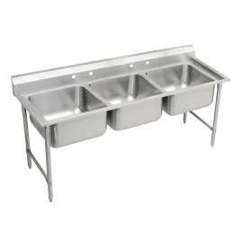 Rigidbilt Stainless Steel 85-1/2" X 29-3/4" X 12-3/4" Floor Mount Triple Compartment Scullery Sink, RNSF83724