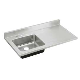 Lustertone Classic Stainless Steel 48" X 25" X 7-1/2" 4-Hole Single Bowl Sink Top W/Left Drainboard, S4819L4