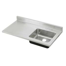 Lustertone Classic Stainless Steel 48" X 25" X 7-1/2" 4-Hole Single Bowl Sink Top W/Right Drainboard, S4819R4
