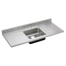 Lustertone Classic Stainless Steel 60" X 25" X 7-1/2" Single Bowl Sink Top With Drainboard, S60194
