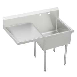 Sturdibilt Stainless Steel 49-1/2" X 27-1/2" X 14" Floor Mount Single Compartment Scullery Sink W/ Drainboard, SS8124L0