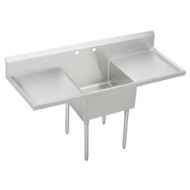 Sturdibilt Stainless Steel 72" X 27-1/2" X 14" Floor Mount Single Compartment Scullery 2-Hole Sink W/L&R Drainboards, SS8124LR2