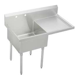 Sturdibilt Stainless Steel 55-1/2" X 27-1/2" X 14" Floor Mount Single Compartment Scullery Sink W/ Drainboard, SS8130R1