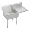 Sturdibilt Stainless Steel 61-1/2" X 27-1/2" X 14" Floor Mount Single Compartment Scullery Sink W/ Drainboard, SS8136ROF2
