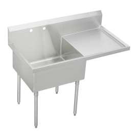 Sturdibilt Stainless Steel 61-1/2" X 27-1/2" X 14" Floor Mount Single Compartment Scullery Sink W/ Drainboard, SS8136ROF2