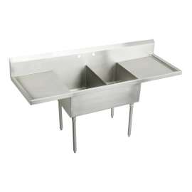 Sturdibilt Stainless Steel 78" 27-1/2" X 14" Floor Mount Double Compartment Scullery Sink With Drainboard, SS8230LR0