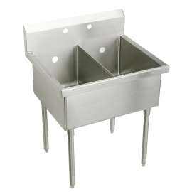 Sturdibilt Stainless Steel 33" X 27-1/2" X 14" Floor Mount Double Compartment Scullery Sink, SS8230OF2