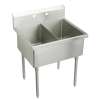 Sturdibilt Stainless Steel 39" X 27-1/2" X 14" Floor Mount Double Compartment 2-Hole Scullery Sink, SS82362
