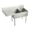 Sturdibilt Stainless Steel 61-1/2" X 27-1/2" X 14" Floor Mount Double Compartment Scullery Sink W/Left Drainboard, SS8236L2