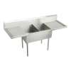 Sturdibilt Stainless Steel 84" X 27-1/2" X 14" Floor Mount Double Compartment Scullery Sink With Drainboard, SS8236LR0