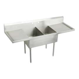 Sturdibilt Stainless Steel 84" X 27-1/2" X 14" Floor Mount Double Compartment Scullery Sink With Drainboard, SS8236LR4