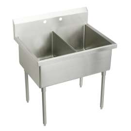 Sturdibilt Stainless Steel 45" X 27-1/2" X 14" Floor Mount Double Compartment Scullery Sink, SS82420