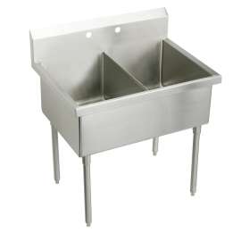 Sturdibilt Stainless Steel 51" X 27-1/2" X 14" Floor Mount Double Compartment Scullery Sink, SS82480