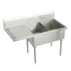 Sturdibilt Stainless Steel 73-1/2" X 27-1/2" X 14" Floor Mount Double Compartment Scullery Sink W/Left Drainboard, SS8248L2