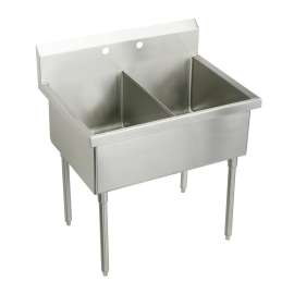 Sturdibilt Stainless Steel 57" X 27-1/2" X 14" Floor Mount Double Compartment Scullery Sink, SS82542
