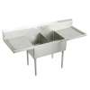 Sturdibilt Stainless Steel 102" X 27-1/2" X 14" Floor Mount Double Compartment Scullery Sink With Drainboard, SS8254LR4