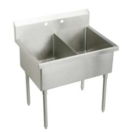 Sturdibilt Stainless Steel 63" X 27-1/2" X 14" Floor Mount Double Compartment Scullery Sink, SS82604