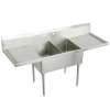 Sturdibilt Stainless Steel 108" X 27-1/2" X 14" Floor Mount Double Compartment Scullery Sink With Drainboard, SS8260LR2