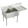 Sturdibilt Stainless Steel 85-1/2" X 27-1/2" X 14" Floor Mount Double Compartment Scullery Sink W/ Drainboard, SS8260R4