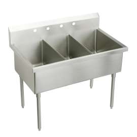 Sturdibilt Stainless Steel 48" X 27-1/2" X 14" Floor Mount Triple Compartment Scullery Sink, SS83452