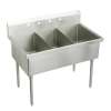 Sturdibilt Stainless Steel 48" X 27-1/2" X 14" Floor Mount Triple Compartment Scullery Sink, SS83454