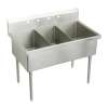 Sturdibilt Stainless Steel 57" X 27-1/2" X 14" Floor Mount Triple Compartment 4-Hole Scullery Sink, SS83544