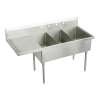 Sturdibilt Stainless Steel 79-1/2" X 27-1/2" X 14" Floor Mount Triple Compartment Scullery Sink W/ Drainboard, SS8354L2