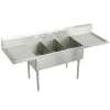 Sturdibilt Stainless Steel 108" X 27-1/2" X 14" Floor Mount Triple Compartment Scullery Sink With Drainboard, SS8360LR4
