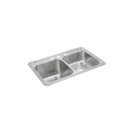 Celebrity Stainless Steel 33" X 22" X 10-1/4" 3-Hole Equal Double Bowl Drop-In Sink With Right Small Bowl, STCR3322L3