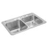 Celebrity Stainless Steel 33" X 22" X 10-1/4" 4-Hole Equal Double Bowl Drop-In Sink With Right Small Bowl, STCR3322L4