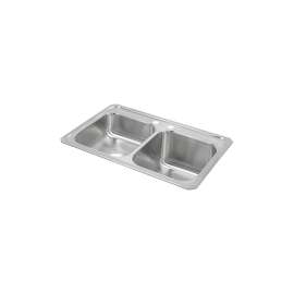 Celebrity Stainless Steel 33" X 22" X 10-1/4" 2-Hole Equal Double Bowl Drop-In Sink With Left Small Bowl, STCR3322R2