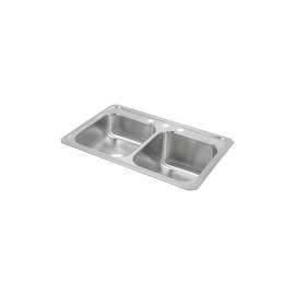 Celebrity Stainless Steel 33" X 22" X 10-1/4" 3-Hole Equal Double Bowl Drop-In Sink With Left Small Bowl, STCR3322R3