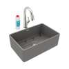 Fireclay 30" X 19-15/16" X 9-1/8" Single Bowl Farmhouse Sink Kit With Filtered Faucet Matte Gray, SWUF28179MGFLC