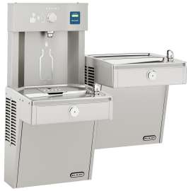Ezh2O Vandal-Resistant Bottle Filling Station & Bi-Level Reverse Cooler Non-Filtered Non-Refrigerated Stainless, VRCTLRDDWSK