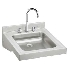 Sturdibilt Stainless Steel 19" X 23" X 4" Wall Hung Single Bowl Lavatory Sink Kit W/ Faucet + Drain, WCL1923OSDC