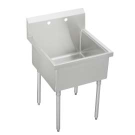 Weldbilt Stainless Steel 27" X 27-1/2" X 14" Floor Mount Single Compartment 2-Hole Scullery Sink, WNSF81242